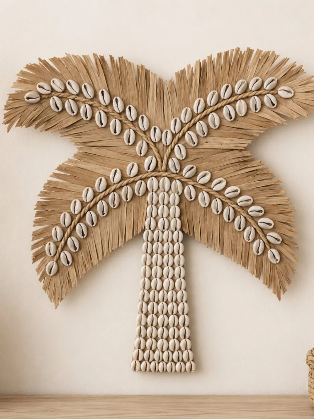 Shell Palm Tree Wall Hanging – Handmade Coastal Deco